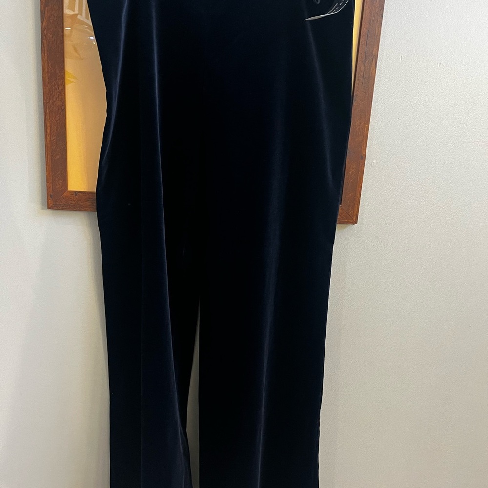Ralph Lauren Deep Black Velvet Wide-Leg Pants
